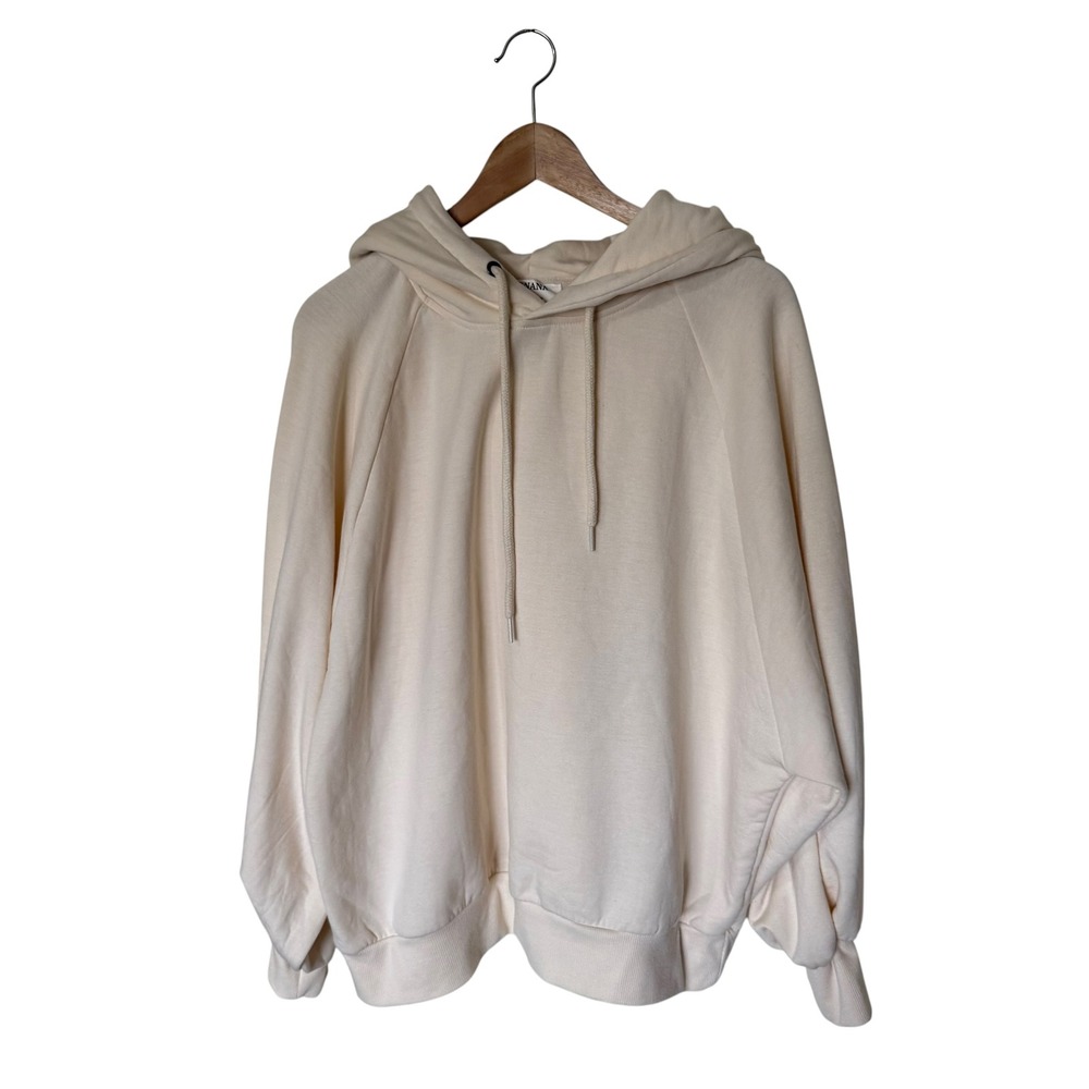 Zenana Hoodie Women XL Cream Excellent Oversized Raglan‎ Soft Knit OT-4520C5